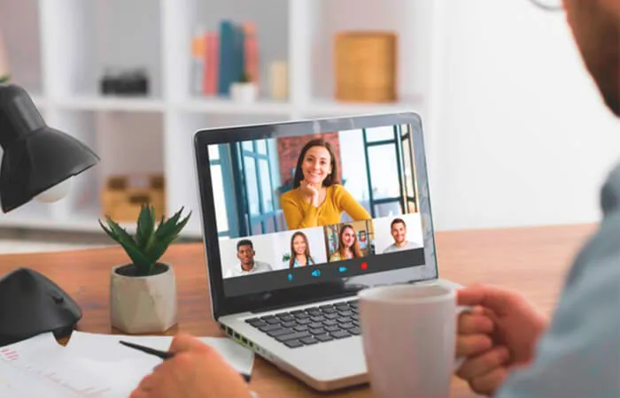 Person Attending Team Meeting Online